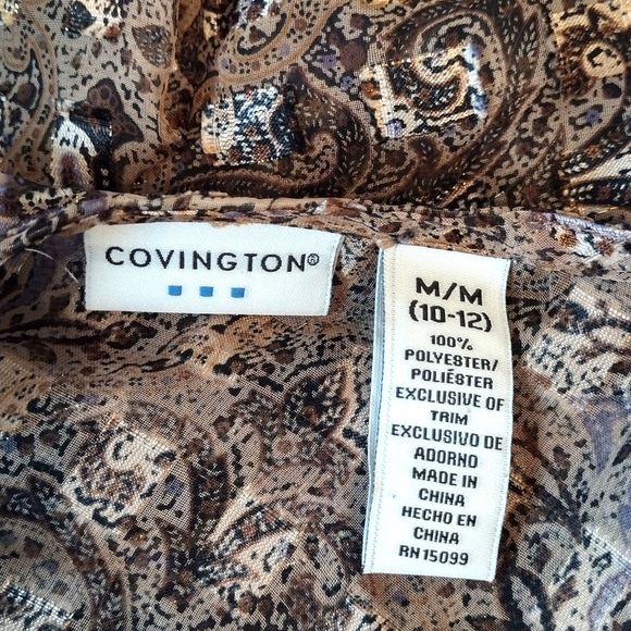 Covington Women's Brown Sheer Blouse Size Medium - Picture 6 of 6